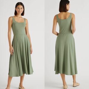 NWT Quince Tencel Jersey Fit & Flare Dress in sage, $98 XS A4